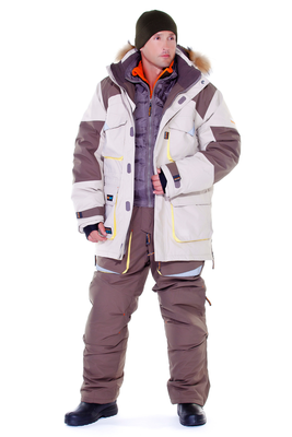фото Зимний костюм для рыбалки и охоты TRITON Рыбак -45 (Таслан, бежевый, серый)