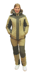 фото Зимний женский охотничий костюм «Вея» (финляндия, хаки) с мехом PRIDE -35°