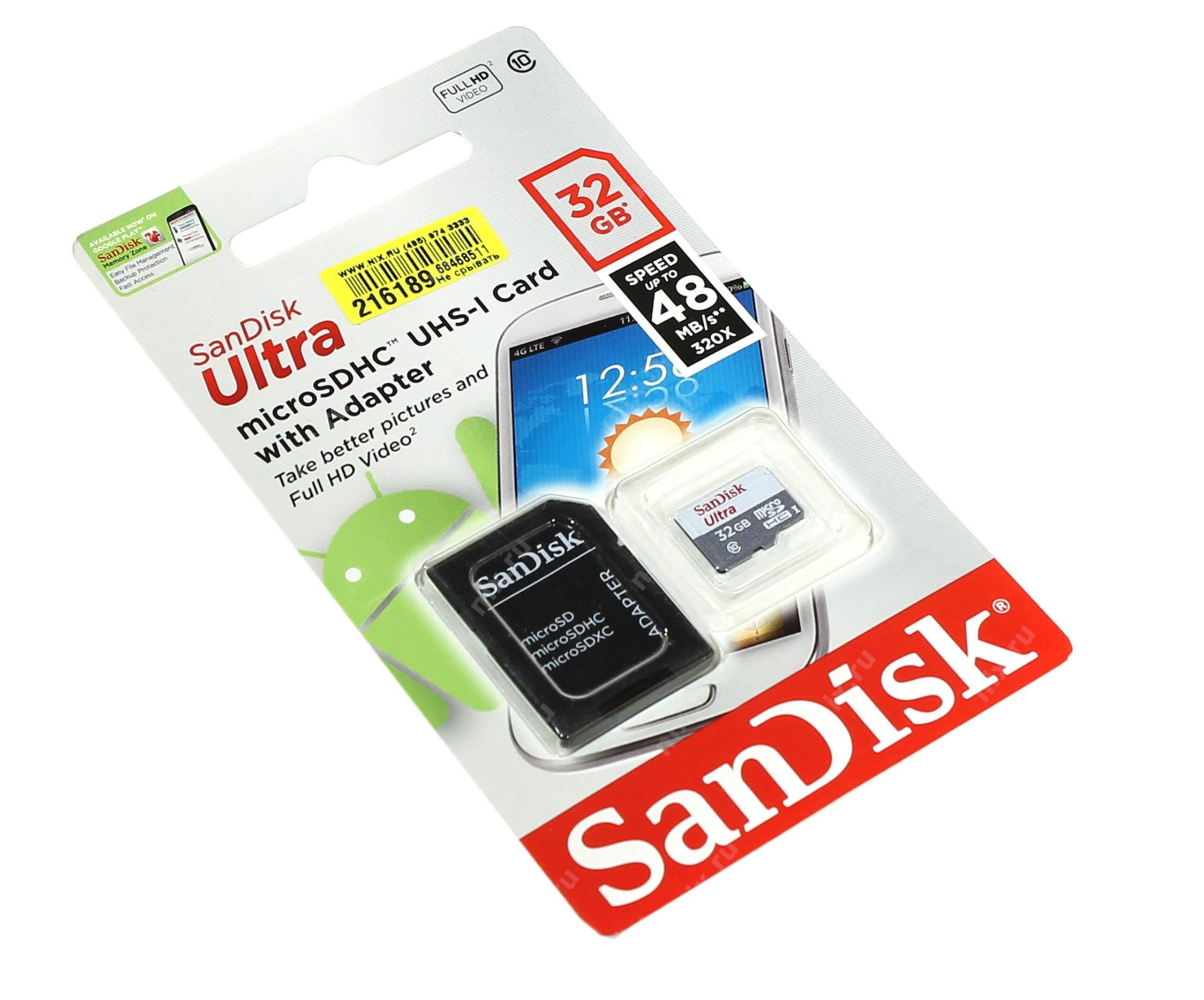 фото SanDisk MicroSD HC2 32 Гб Класс 10 PREMIUM