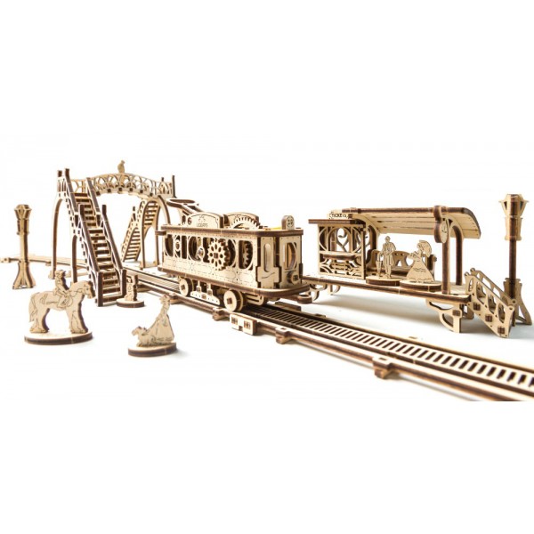 фото 3D деревянный конструктор UGEARS Трамвайная линия